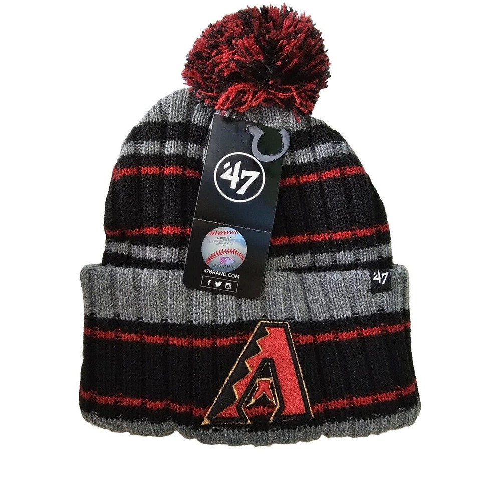 Arizona Diamondbacks Men's 47 Brand Rexford Cuffed Knit Hat w/ Poms NWT MLB